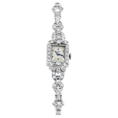 Coronet 2.04 Carats Mixed-Cut Diamonds Vintage 1940s Ladies Watch in Platinum