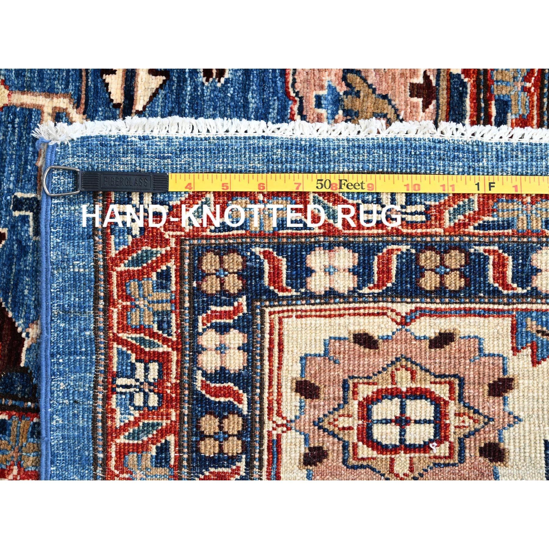 Tapis d'Orient noué à la main en laine Coronet bleu vif Super Kazak 9'11