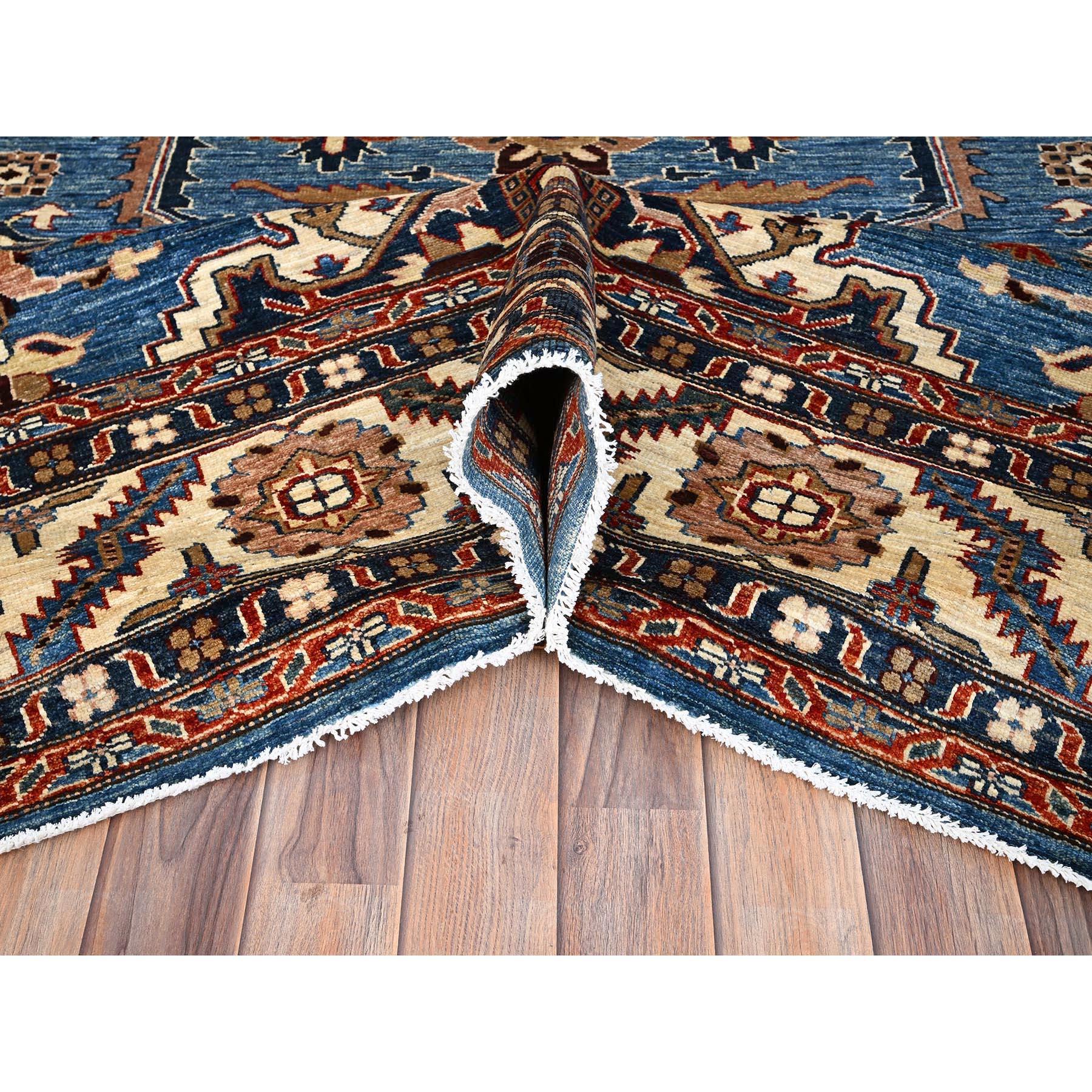 Noué à la main Tapis d'Orient noué à la main en laine Coronet bleu vif Super Kazak 9'11