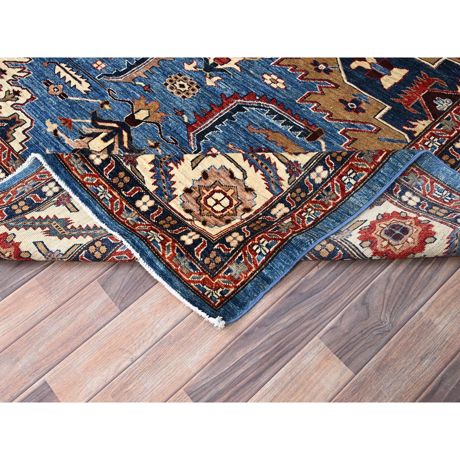 Tapis d'Orient noué à la main en laine Coronet bleu vif Super Kazak 9'11