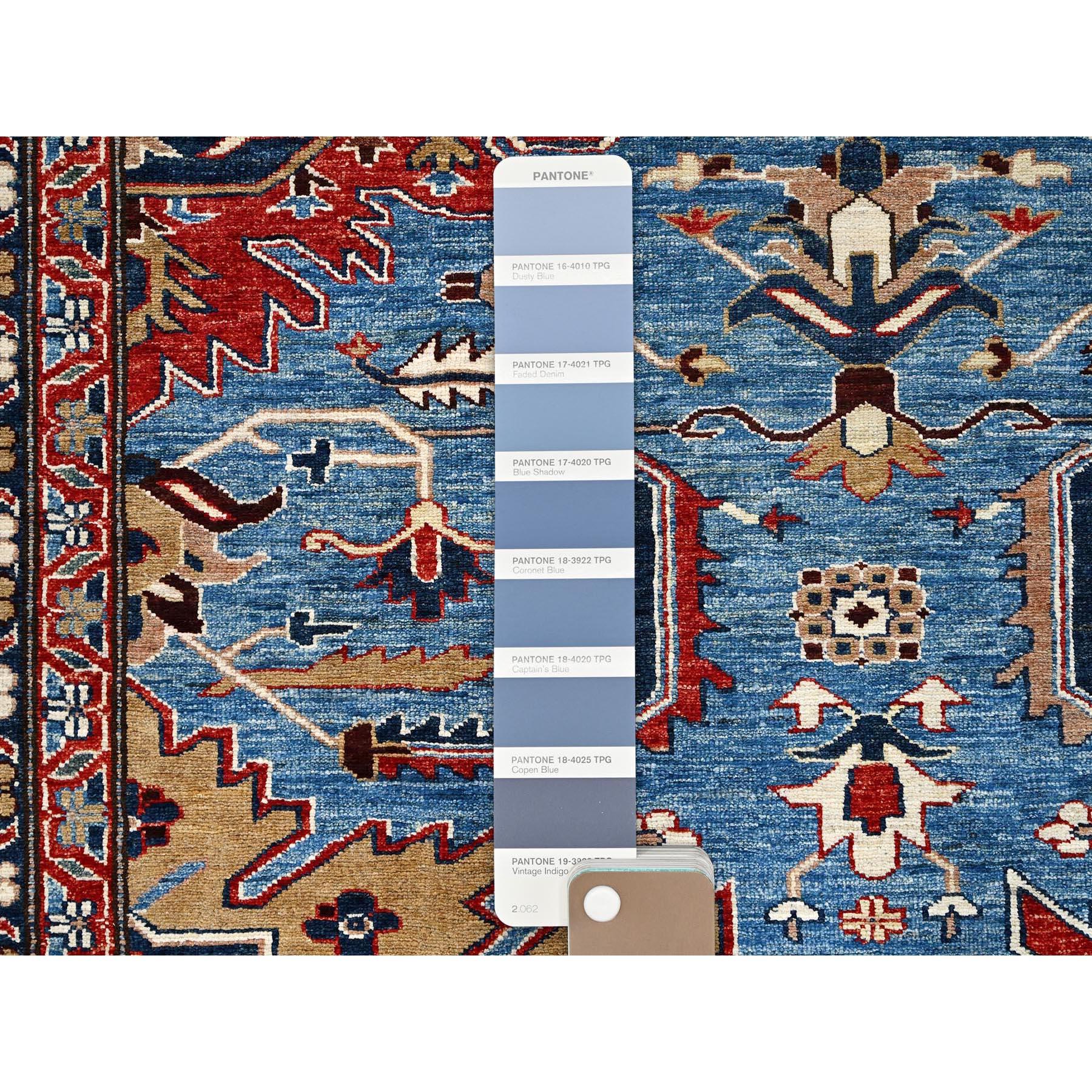 XXIe siècle et contemporain Tapis d'Orient noué à la main en laine Coronet bleu vif Super Kazak 9'11