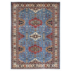 Alfombra Oriental Anudada a Mano Coronet Azul Vibrante de Lana Super Kazak 9'11" x 13'4