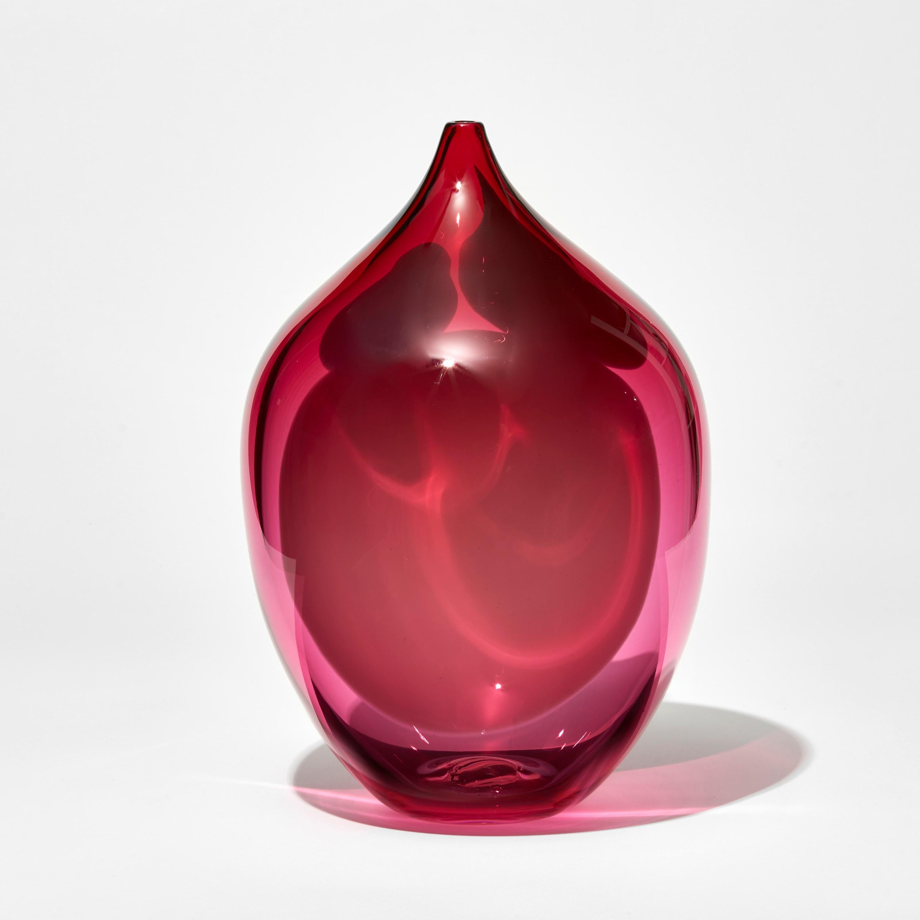 Swedish Coronilla Pink, a unique pink & aqua handblown glass sculpture by Gunnel Sahlin