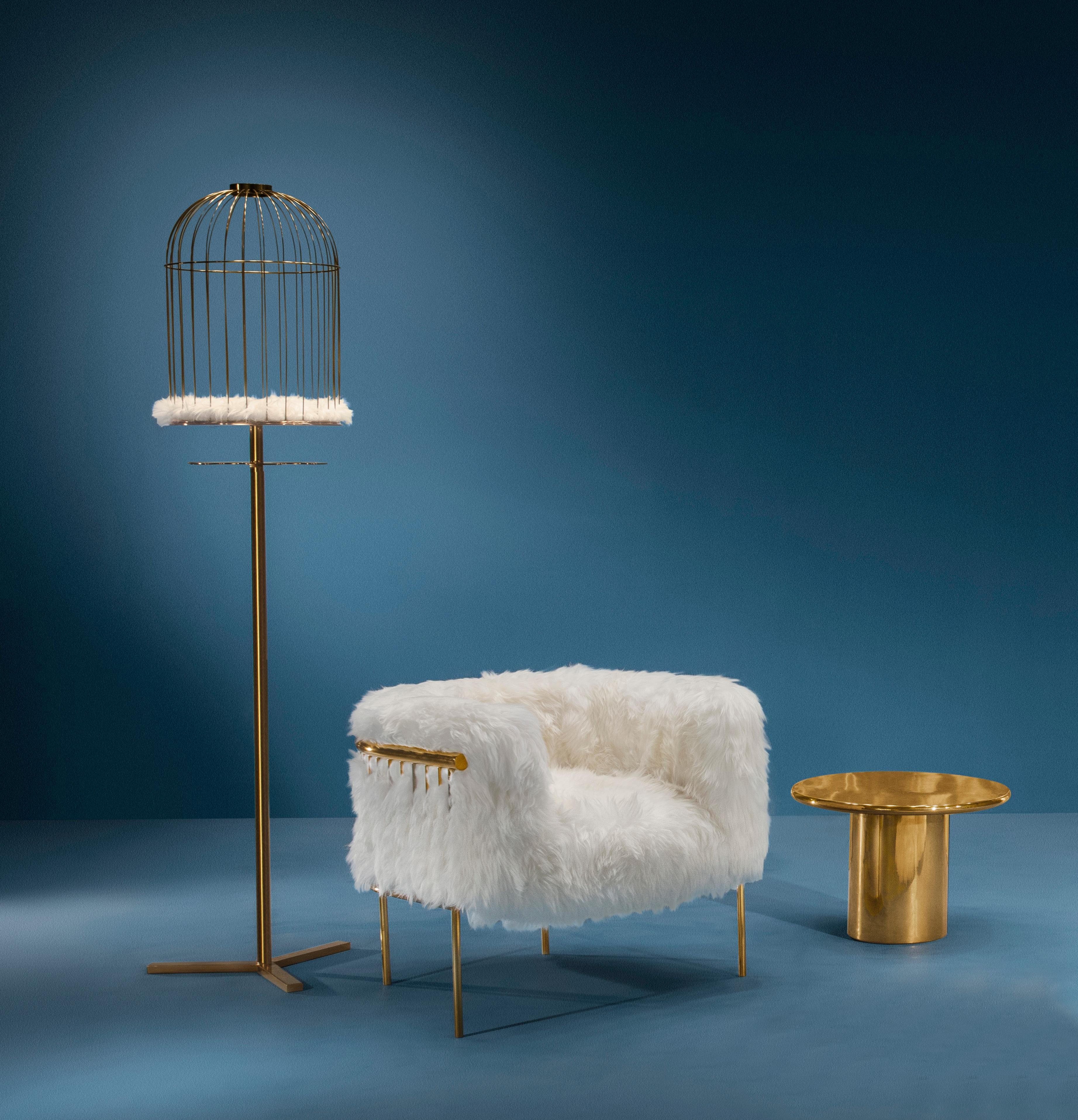 Hand-Crafted Coronum Sheepskin Gold Coat Hanger by Artefatto Design Studio For Sale