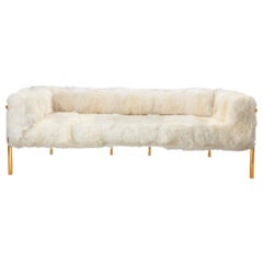 Coronum 3 Seat Gold Sheepskin Sofa by Artefatto Design Studio
