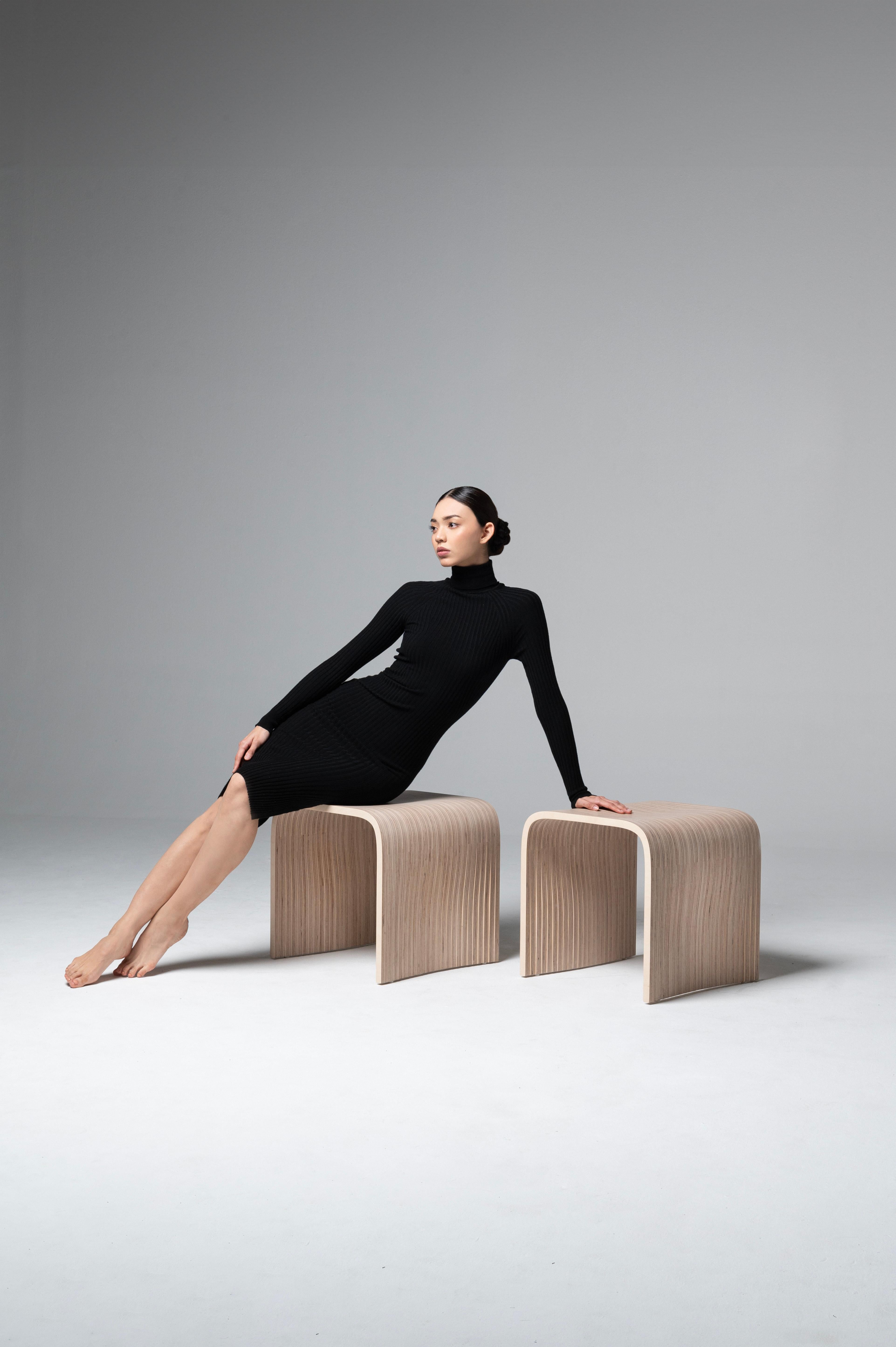 Guatemalan C Stool by Piegatto, a Contemporary and Sculptural Stool For Sale