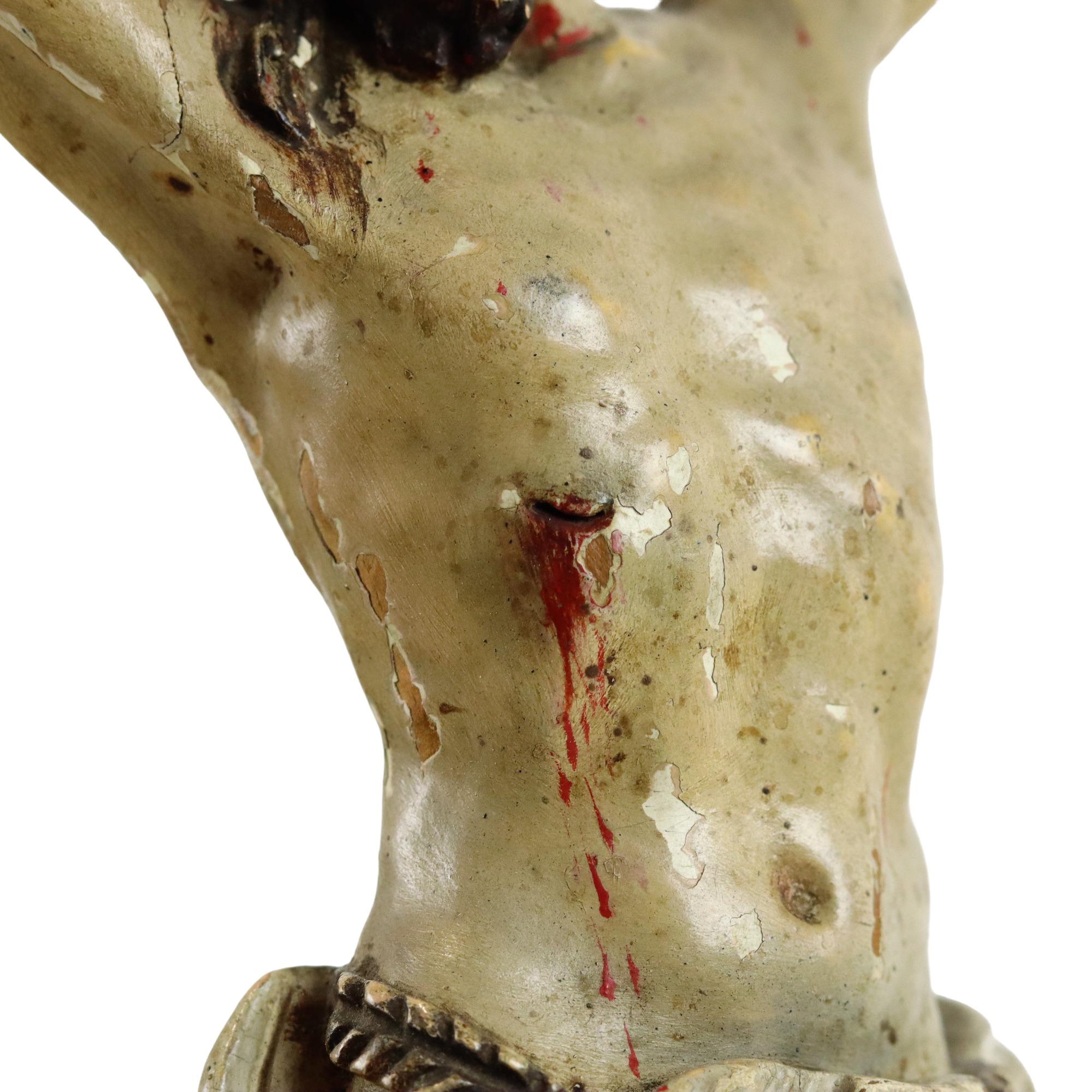 Corpus Madera Policromada Antigua Christi Siglo XVIII Escultura Imagen 33cm en venta 3