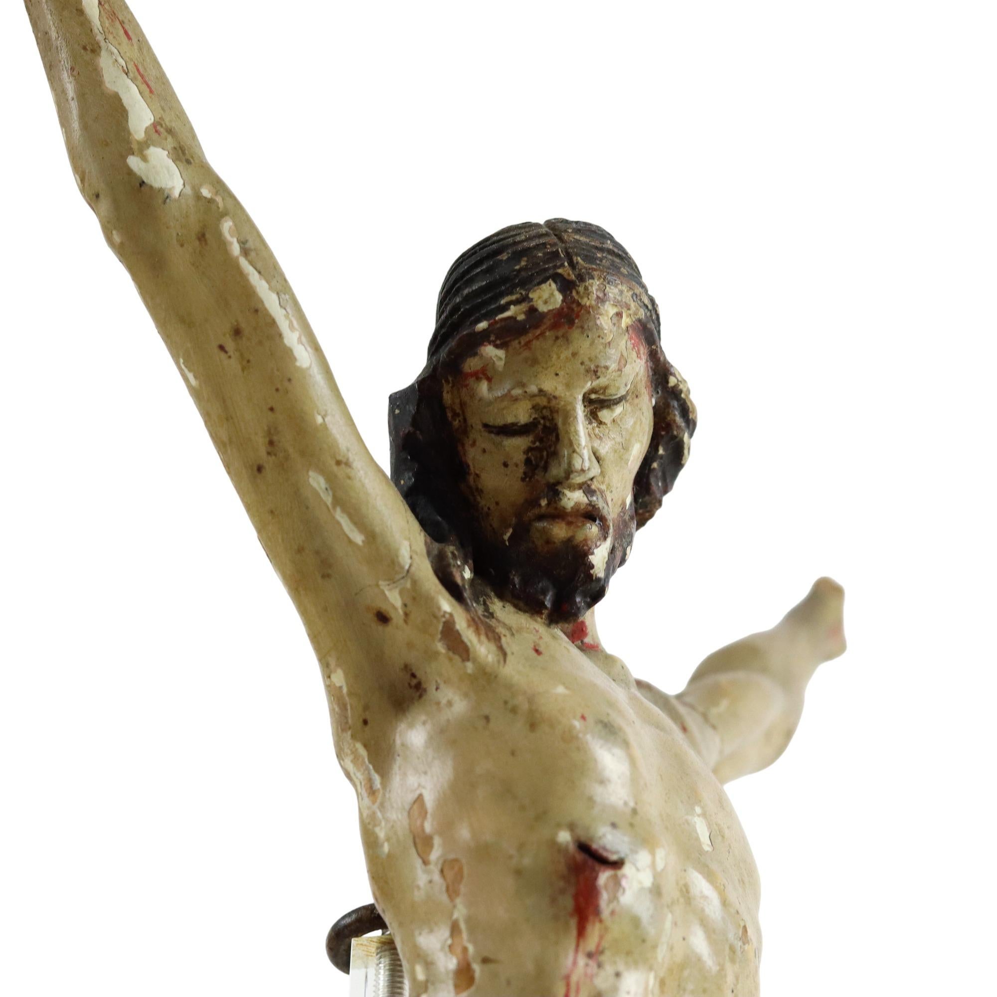 Corpus Madera Policromada Antigua Christi Siglo XVIII Escultura Imagen 33cm en venta 4