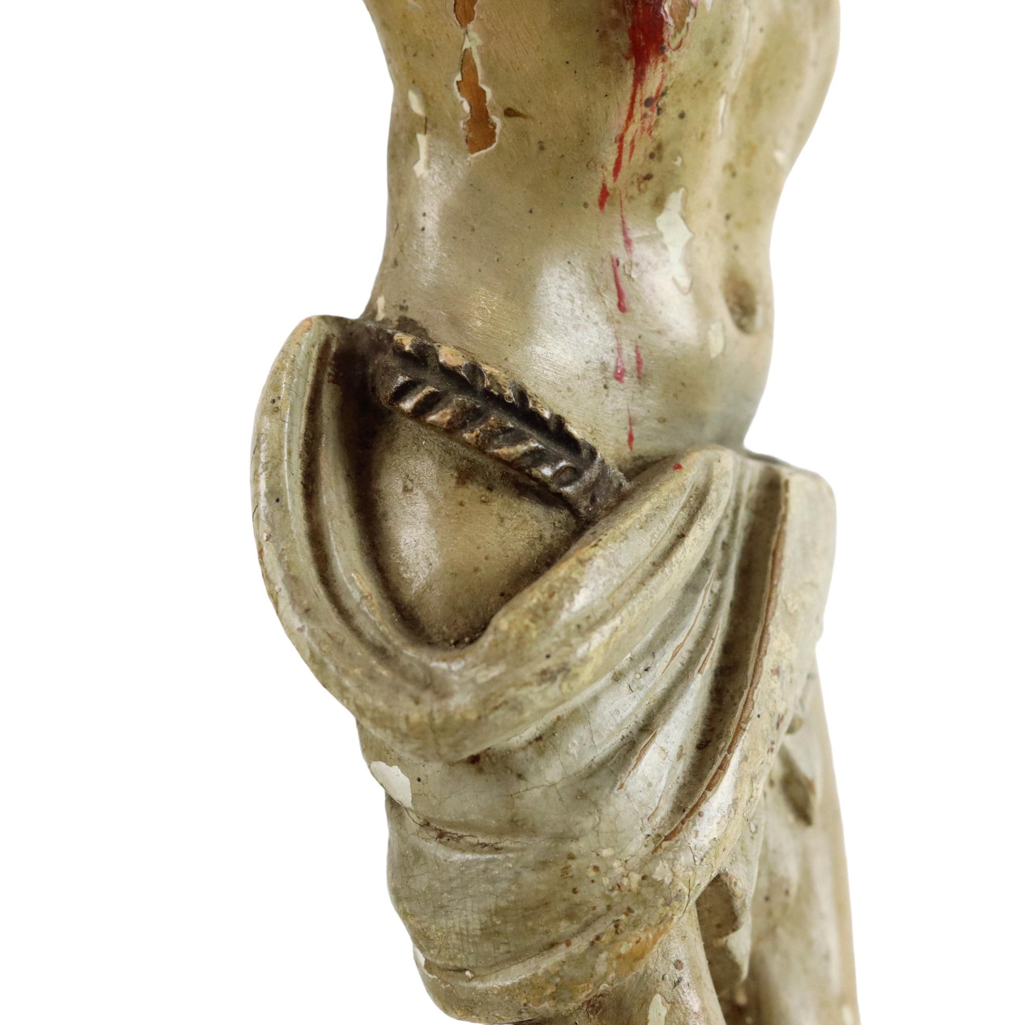 Corpus Madera Policromada Antigua Christi Siglo XVIII Escultura Imagen 33cm en venta 5