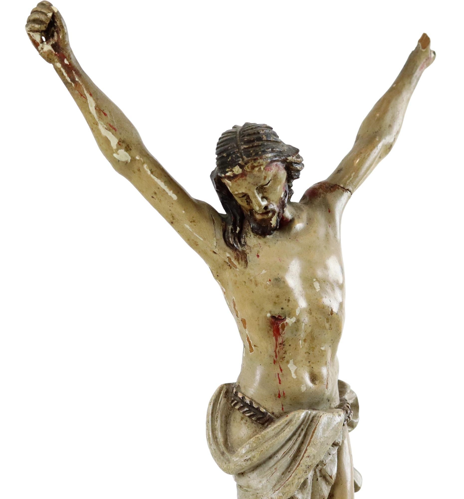 Corpus Madera Policromada Antigua Christi Siglo XVIII Escultura Imagen 33cm Policromado en venta