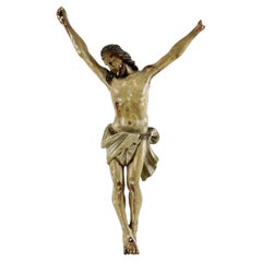 Corpus Madera Policromada Antigua Christi Siglo XVIII Escultura Imagen 33cm