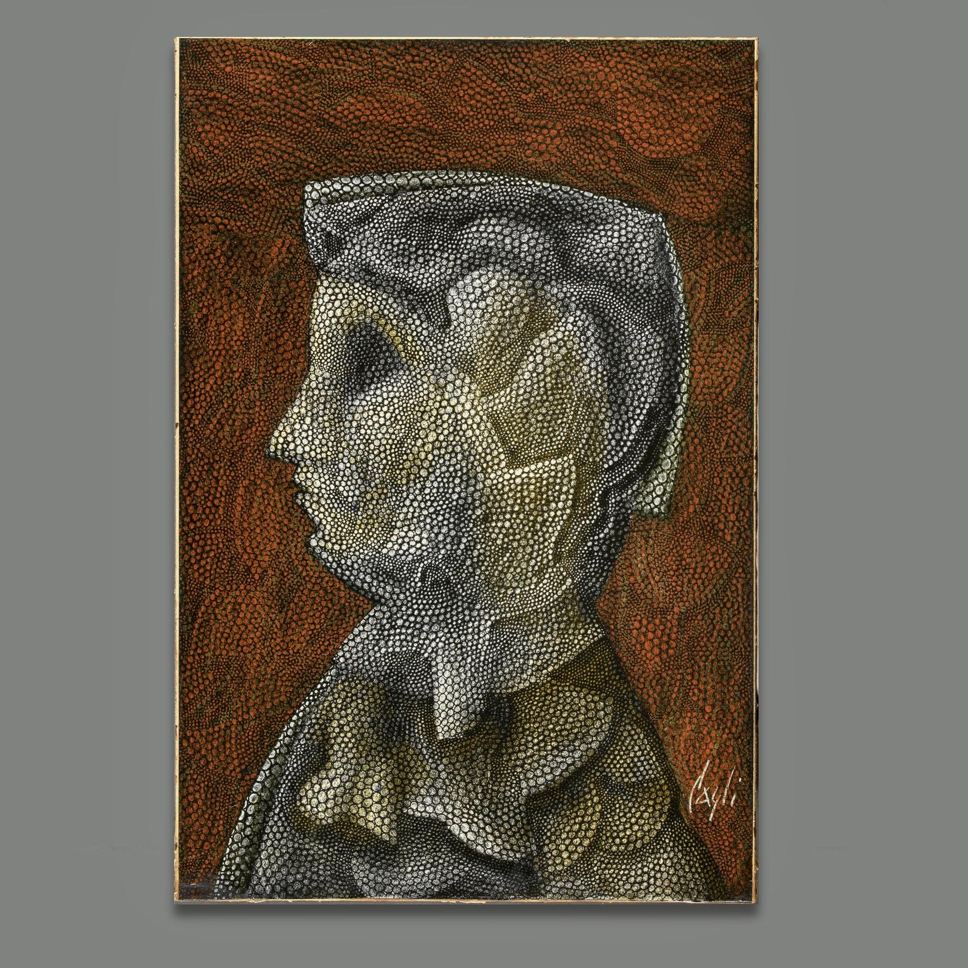 Corrado Cagli (Ancona 1910 – Rome 1976)  oil pastel on canvas paper. 
The work is signed “Cagli” in the lower right corner.
The work is in excellent condition, with a natural patina and slight craquelure consistent with its age; the canvas paper is