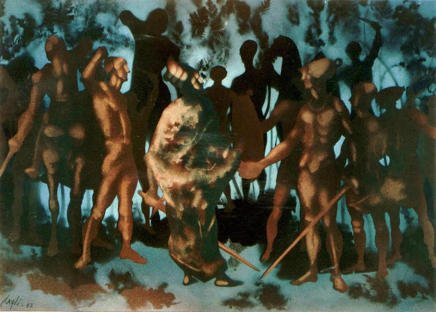 Corrado Cagli Figurative Painting - Bozzetto del Sipario per il "Tancredi" di Rossini - Modern,  Mid 20th Century