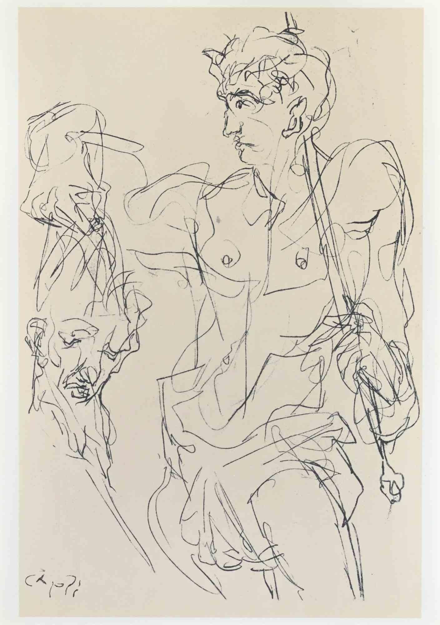 Die Figuren sind ein Kunstwerk, das nach Corrado Cagli in der Mitte des 20. Jahrhunderts entstanden ist. 

Fotoabzug.

Unterschrieben auf der niedrigen Seite.

Guter Zustand.

 

Corrado Cagli (Ancona, 1910 - Rom, 1976) war ein italienischer
