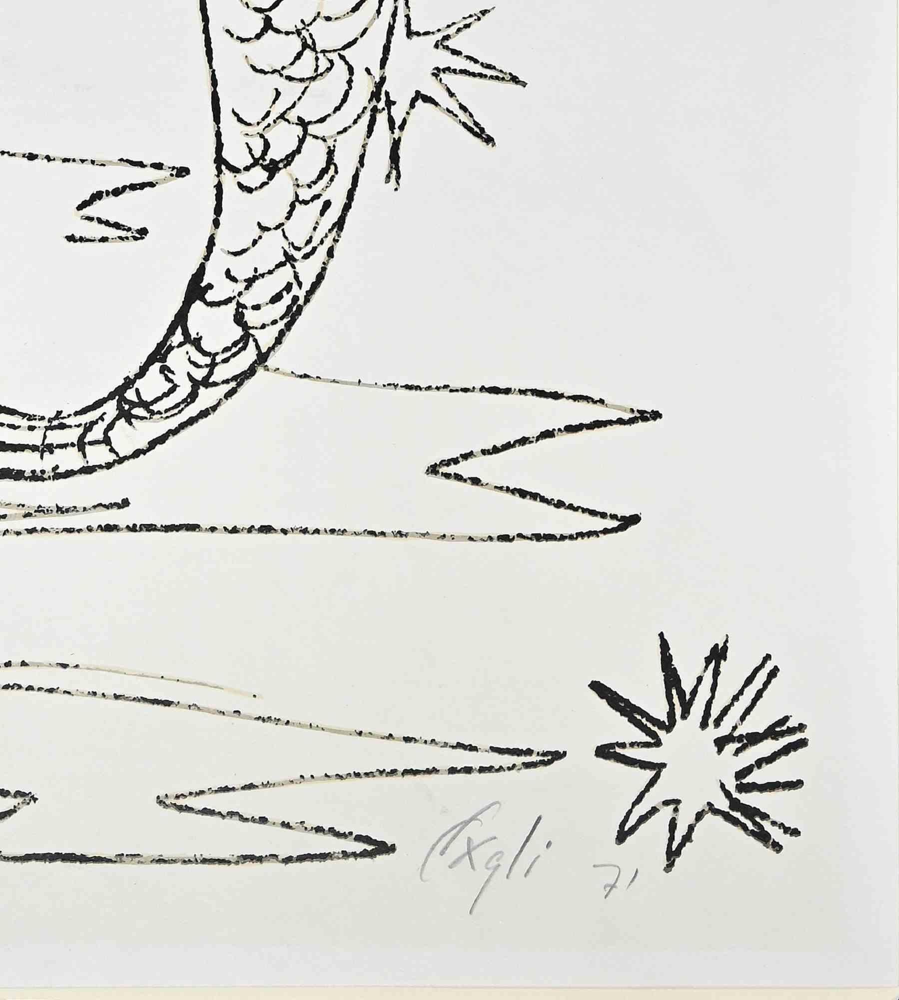 Fishes - Original Lithograph by Corrado Cagli - 1971 1