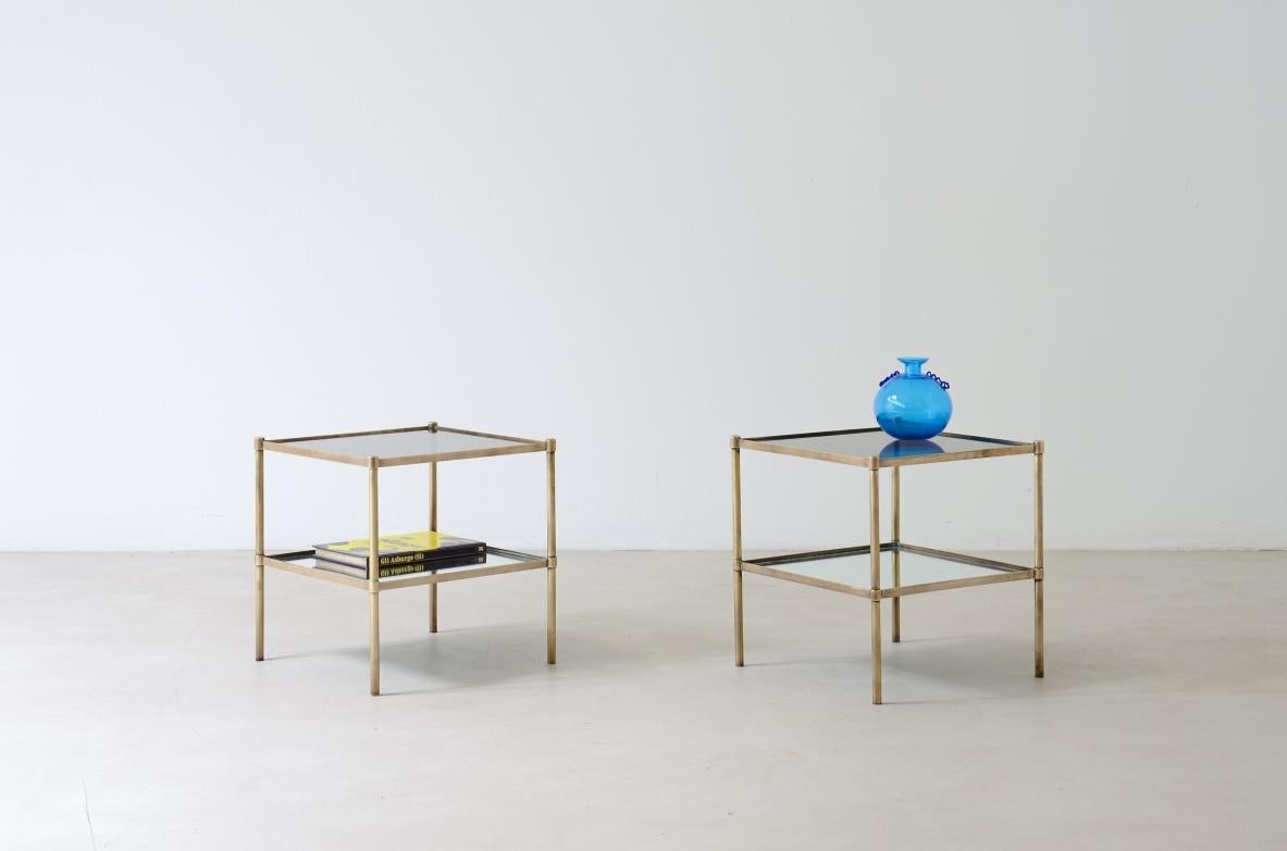 Mid-Century Modern Corrado Corradi Dall'Acqua  Pair of coffee tables with mirrored top For Sale