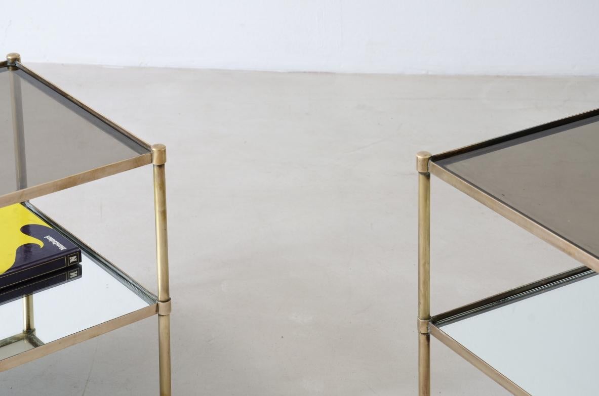 Italian Corrado Corradi Dall'Acqua  Pair of coffee tables with mirrored top  For Sale