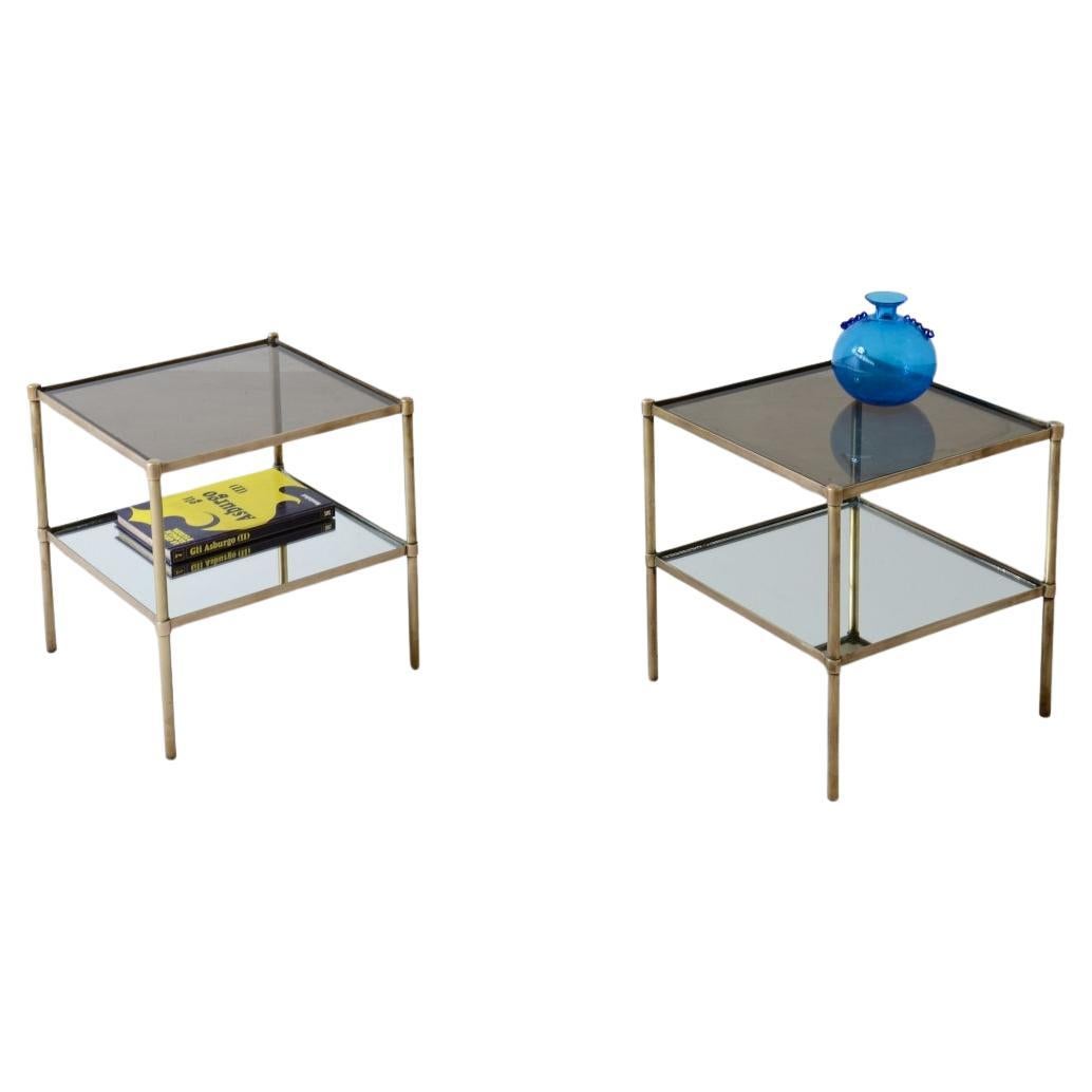 Corrado Corradi Dall'Acqua  Pair of coffee tables with mirrored top  For Sale