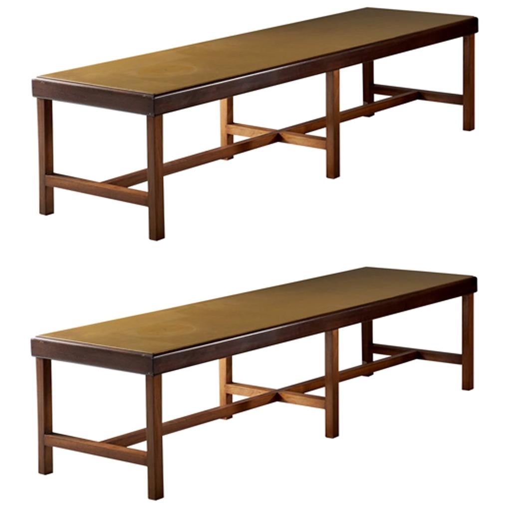 Corrado Corradi Dell'acqua Pair of Wooden Bench-Tables, Unique Pieces circa 1970