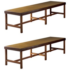 Corrado Corradi Dell'acqua Pair of Wooden Bench-Tables, Unique Pieces circa 1970