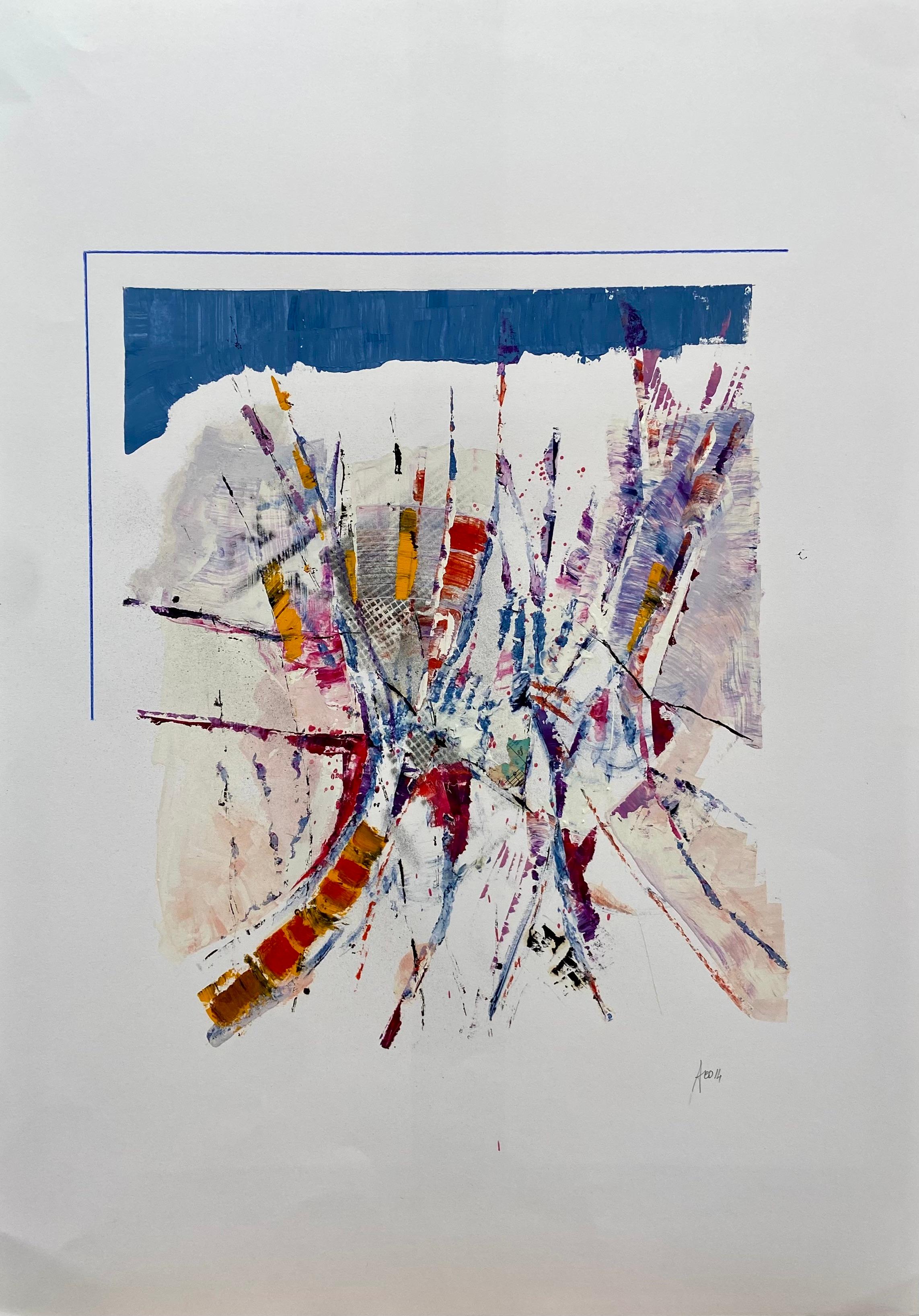 "Chromatic Explosion n. 1" by Corrado Ferrante, original, mixed media on paper