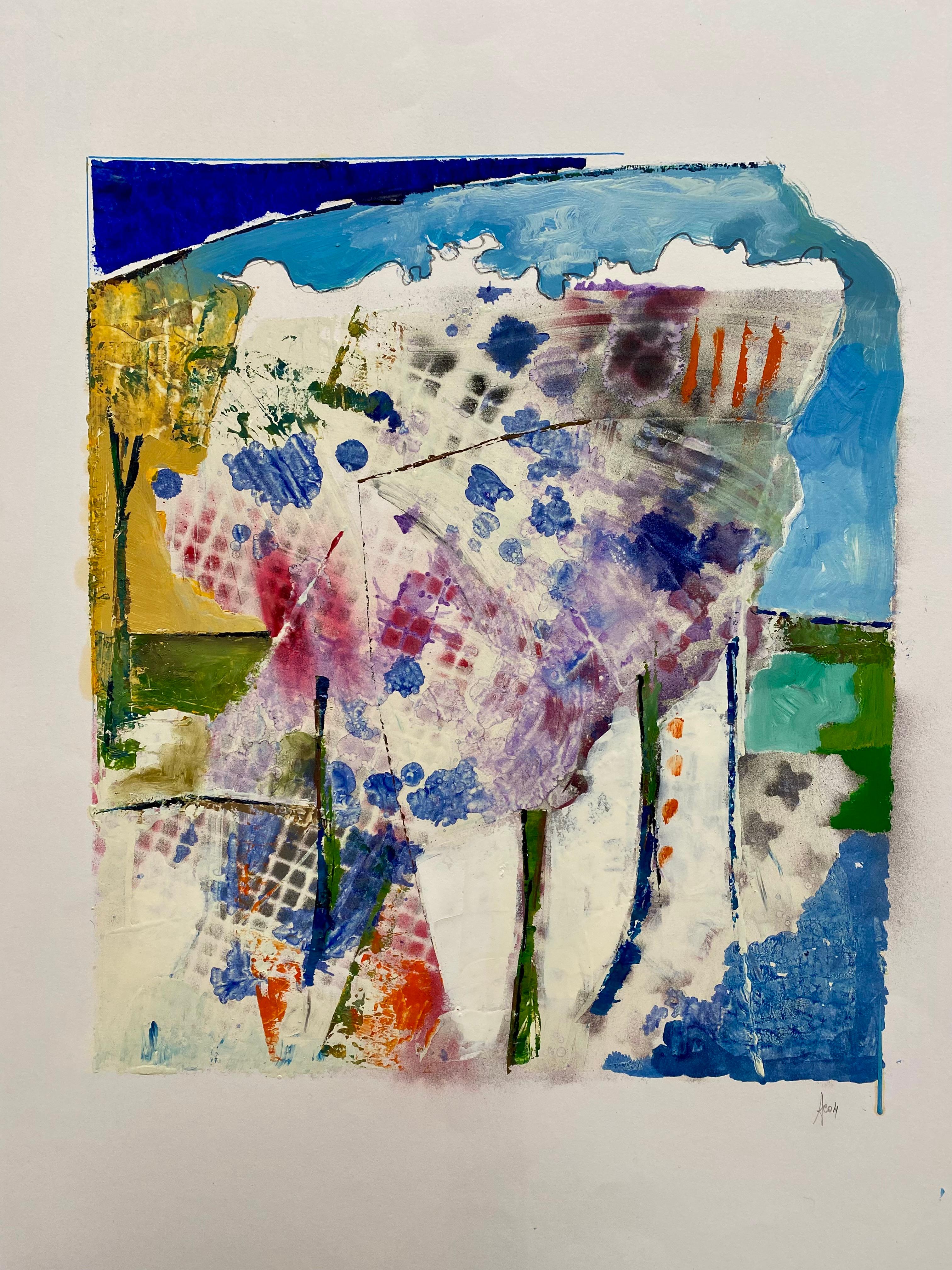 "Chromatic Explosion n. 7" by Corrado Ferrante, original, mixed media on paper