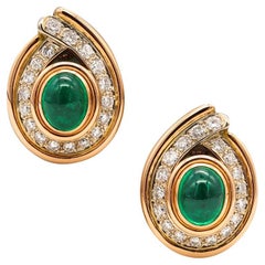 Corrado Fratelli Gem Set Clip Earrings 18Kt Gold 6.42 Cts in Emerald Diamonds