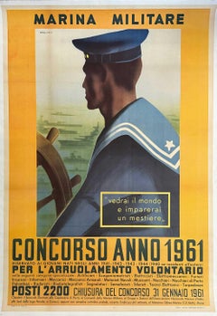 Original Marina Militare Concorso Anno 1961 cartel naval italiano de época