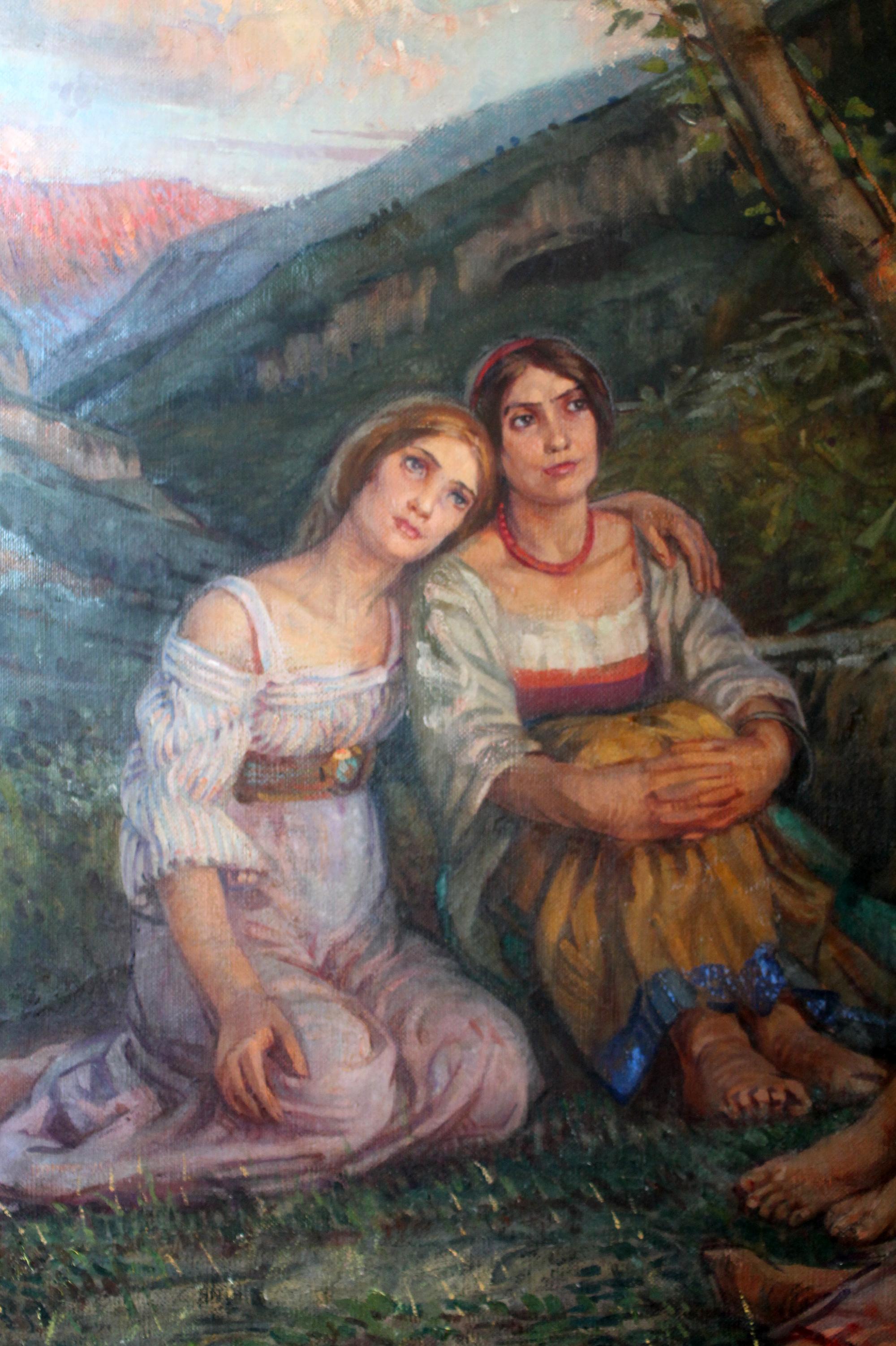 Corrado Mezzana (italian 1890-1958) Large Oil Painting (132x102cm) Signed, 1931 For Sale 10