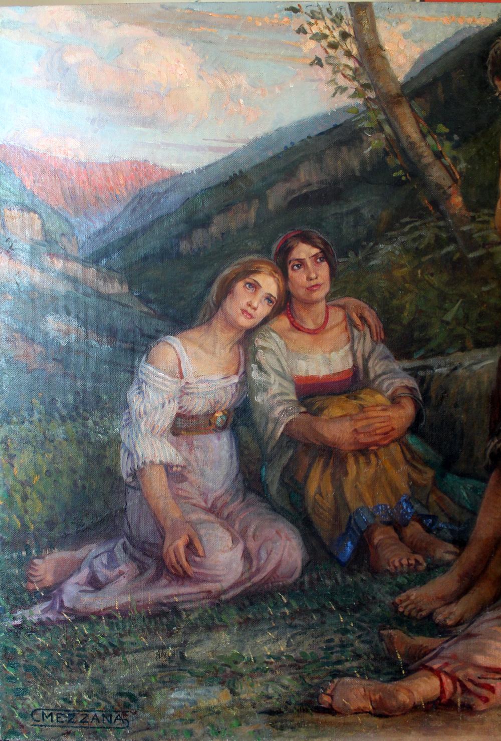 Corrado Mezzana (italian 1890-1958) Large Oil Painting (132x102cm) Signed, 1931 For Sale 12