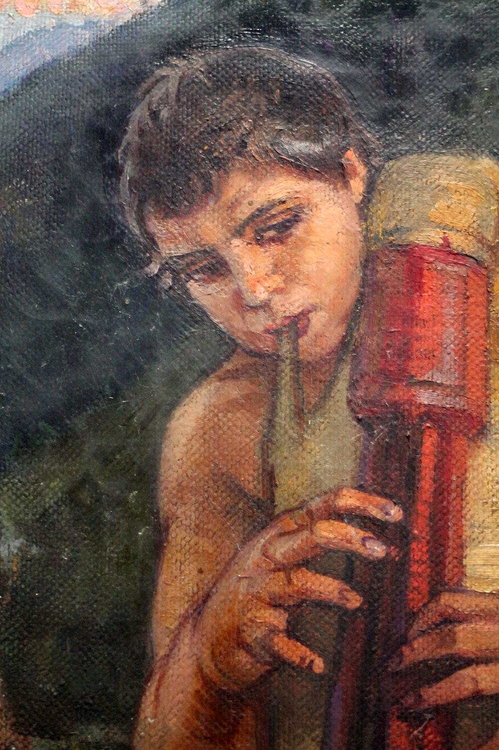 Italian Corrado Mezzana (italian 1890-1958) Large Oil Painting (132x102cm) Signed, 1931 For Sale