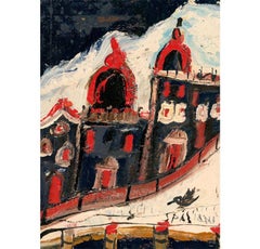 Corrado Spaziani (1921-1986) - Olio del 1977, Città rossa