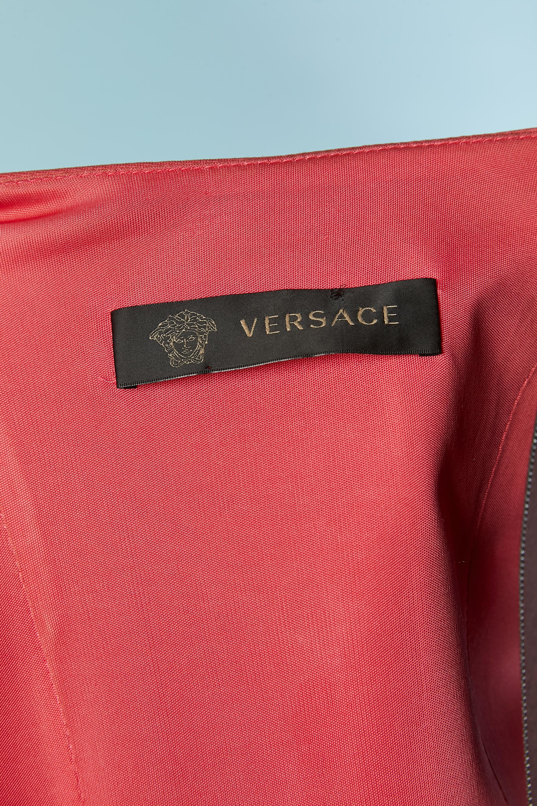 Abito da cocktail rosa senza maniche con zip e strass Versace in vendita 2