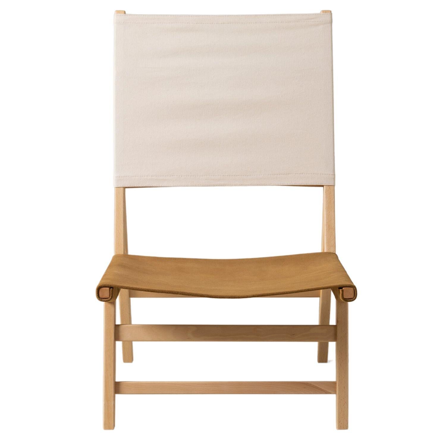 Spanish Correa & Milá 'Barceloneta' Outdoor Chair in Leather and Canvas for Santa & Cole For Sale