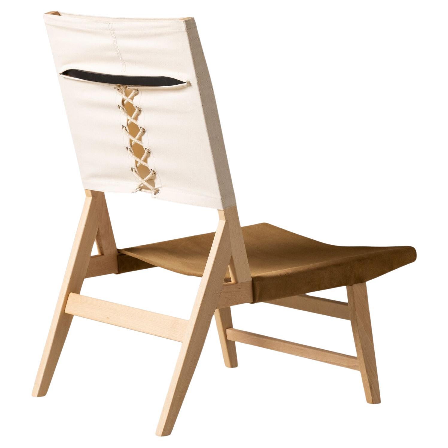 Contemporary Correa & Milá 'Barceloneta' Outdoor Chair in Leather and Canvas for Santa & Cole For Sale