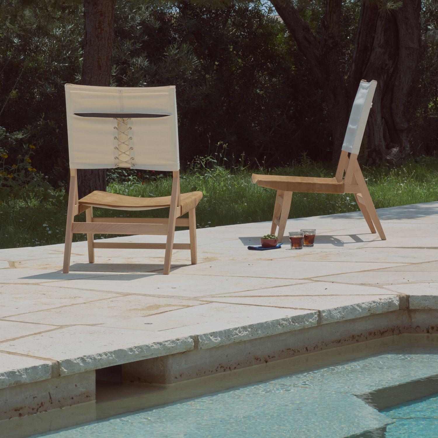 Correa & Milá 'Barceloneta' Outdoor Chair in Leather and Canvas for Santa & Cole For Sale 2