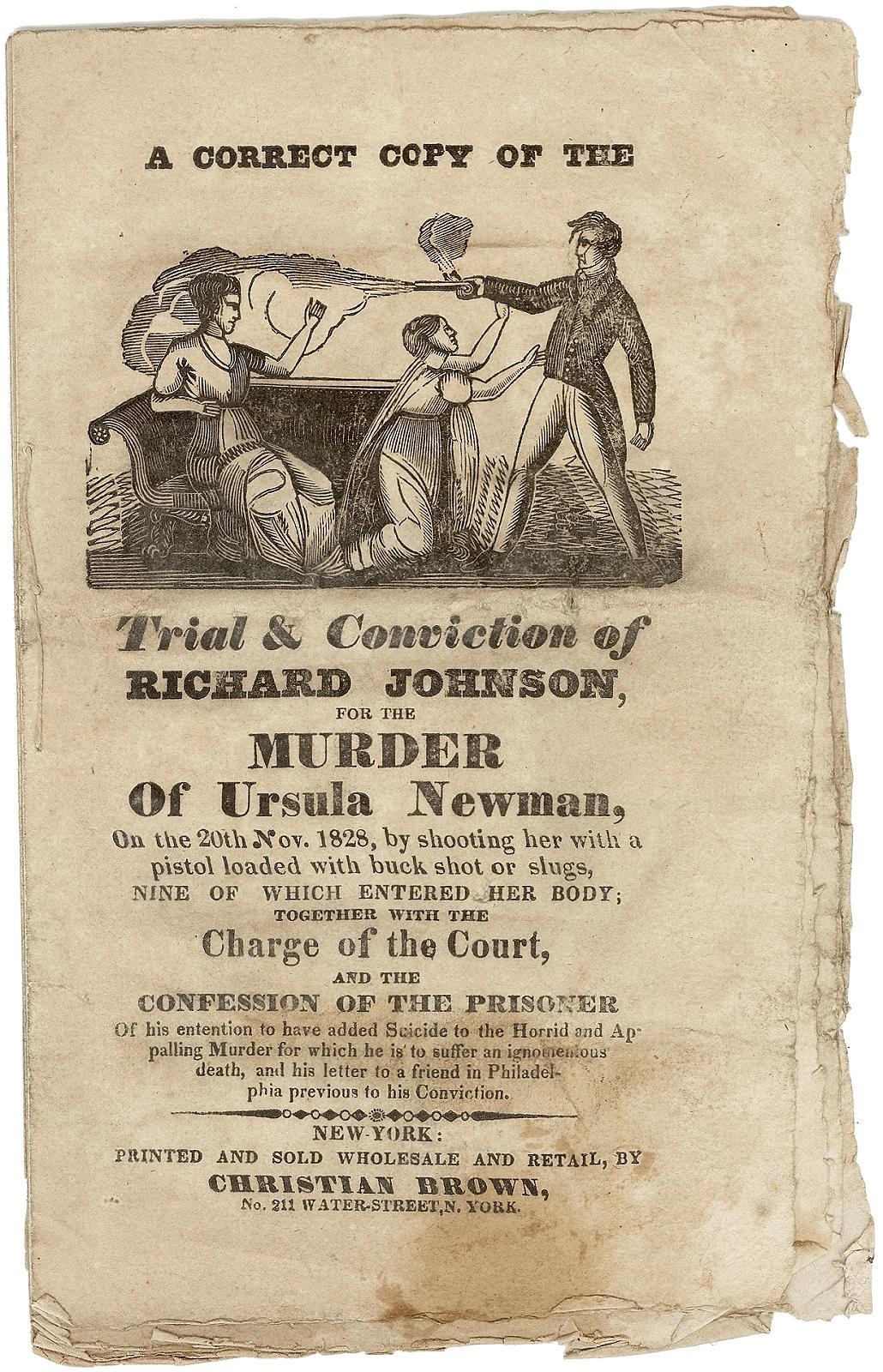 Exemplaire exact de l'essai et de la conviction de Richard Johnson - Première édition - 1829 Bon état - En vente à Hillsborough, NJ