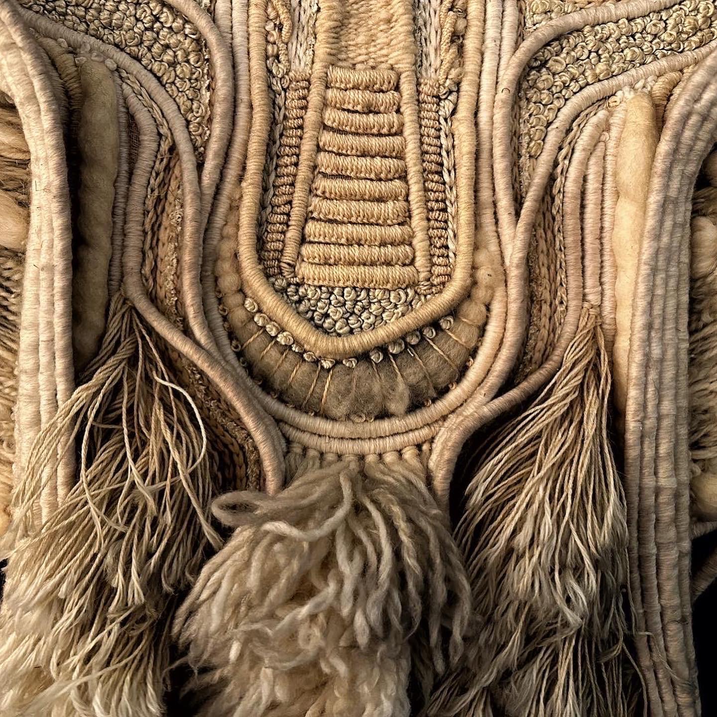 American Corrie Schmidt Abstract Lion Form Fiber Art Sculptural Wall Hanging, 1980