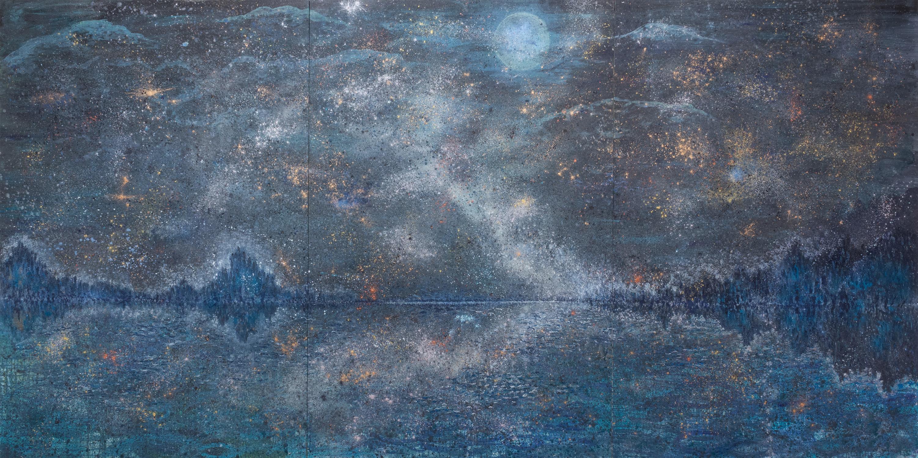 Corrina Sephora Abstract Painting - "Reflections on the Universe" - large-scale cosmic landscape painting, space