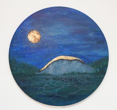 «Pluma blanca en Stone Mountain» - escultura mural, luz, cristales, paisaje