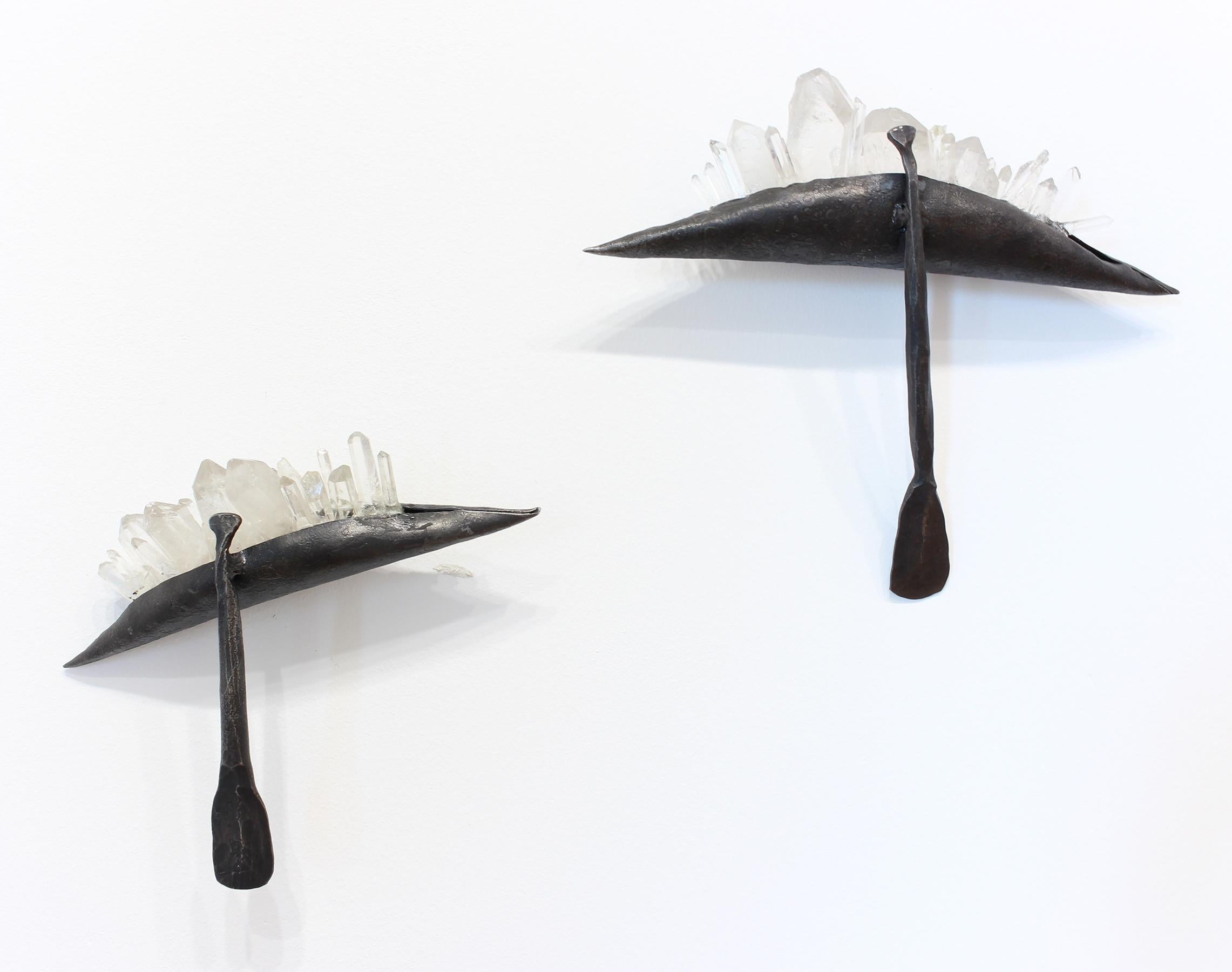 Corrina Sephora Abstract Sculpture – ""Amoureux, Faery Boat I & II"" - Wandskulptur - Boote - Quarz - Nevelson
