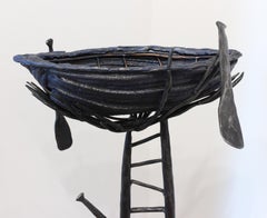 "Curious Dreamer" - surrealist iron sculpture, ladder, nautical - Nevelson