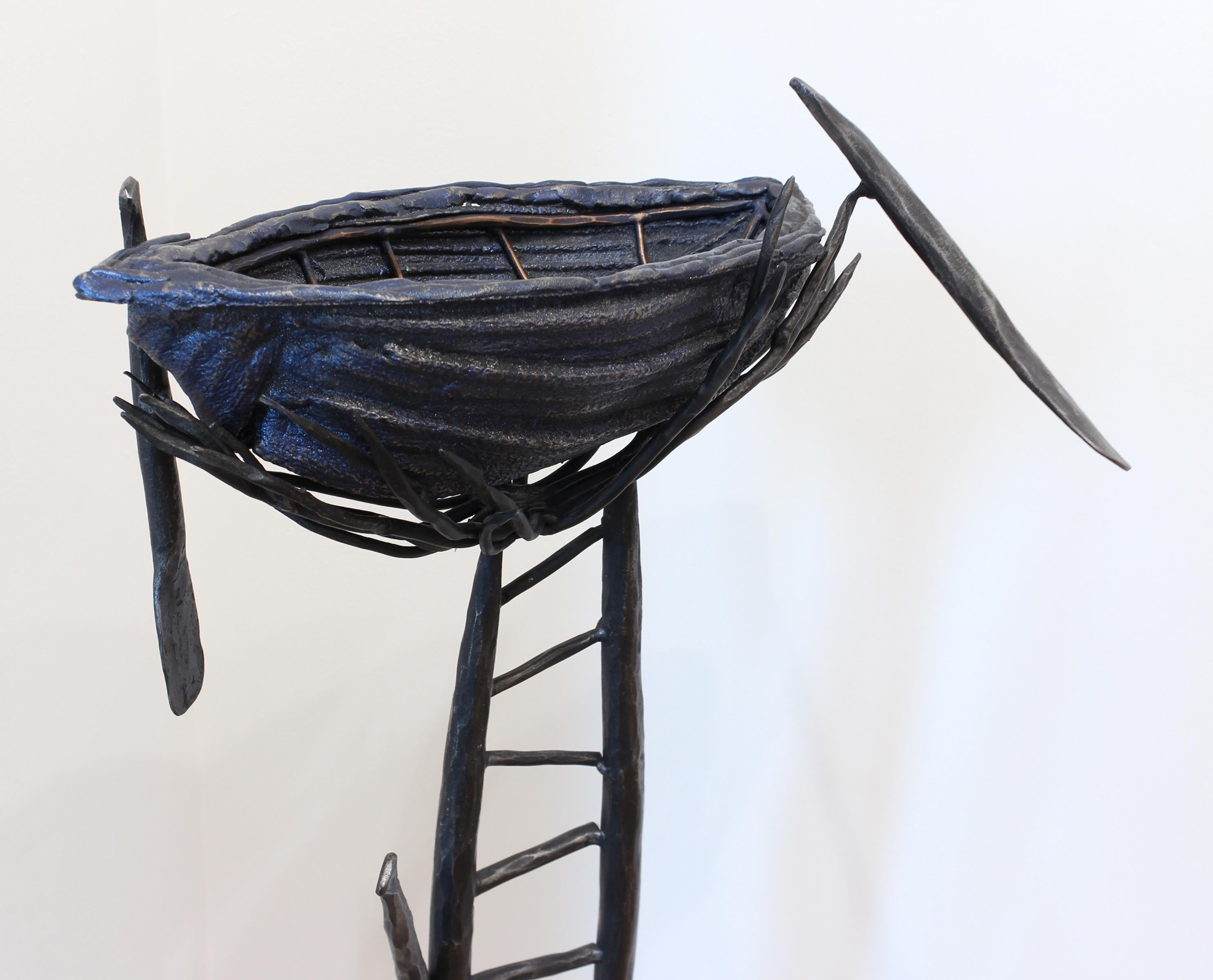 « Curious Dreamer » - sculpture surréaliste en fer, échelle, nautique - Nevelson - Abstrait Sculpture par Corrina Sephora
