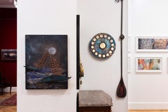«Calendario lunar VI» - escultura de pared, luz, cristales, espacio