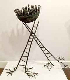 "Uprooted, Voyagers" - indoor / outdoor sculpture, surreal, boat, people