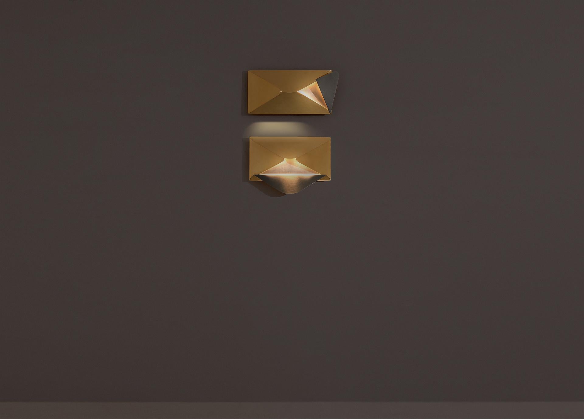 CORRISPONDENZA Wall Lamp in Brushed Steel and Gold-Plated Brass by Dimoremilano For Sale 6