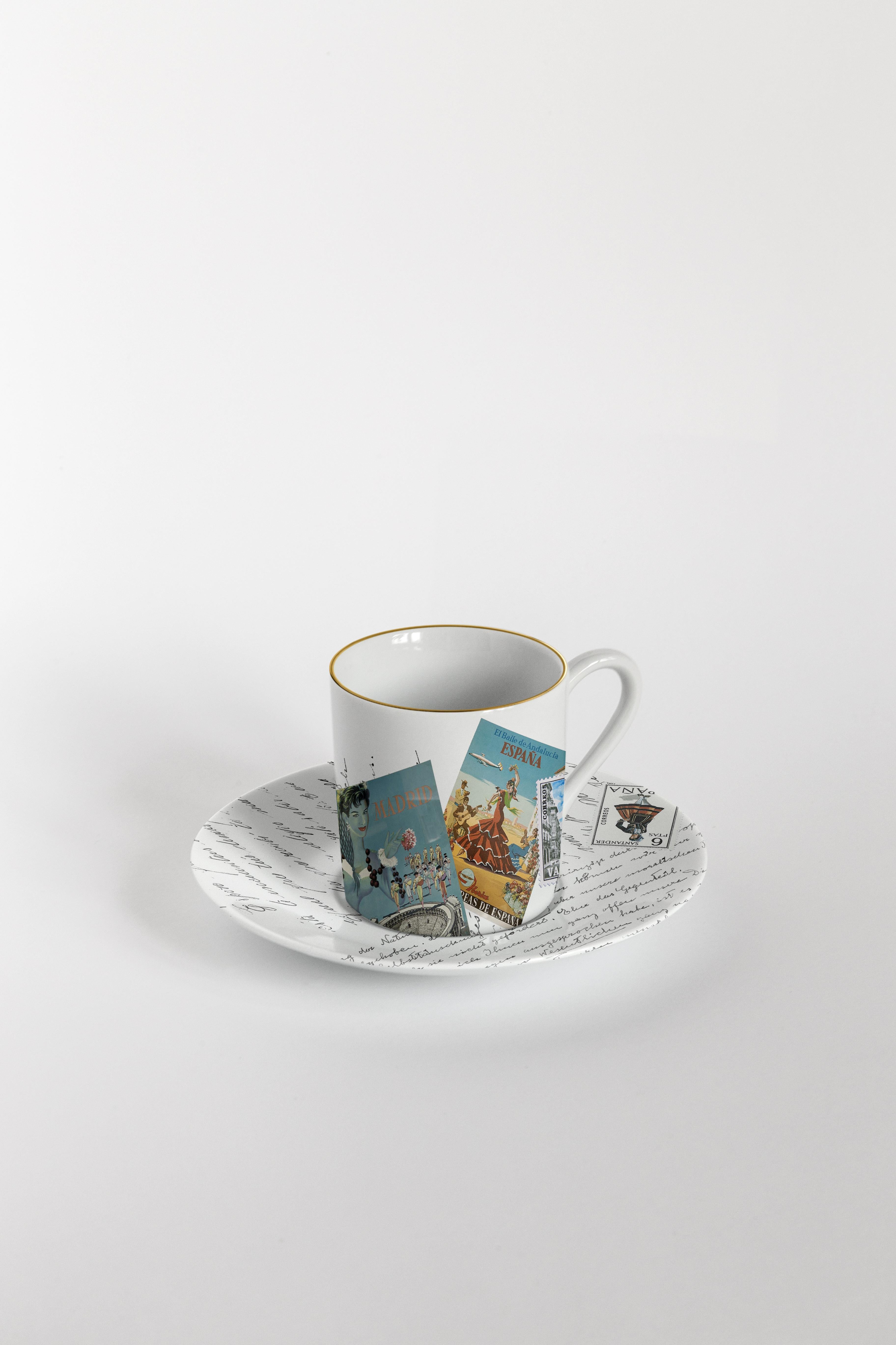 Corrispondenze, Six Contemporary Decorated Coffee Cups with Plates In New Condition For Sale In Milano, Lombardia