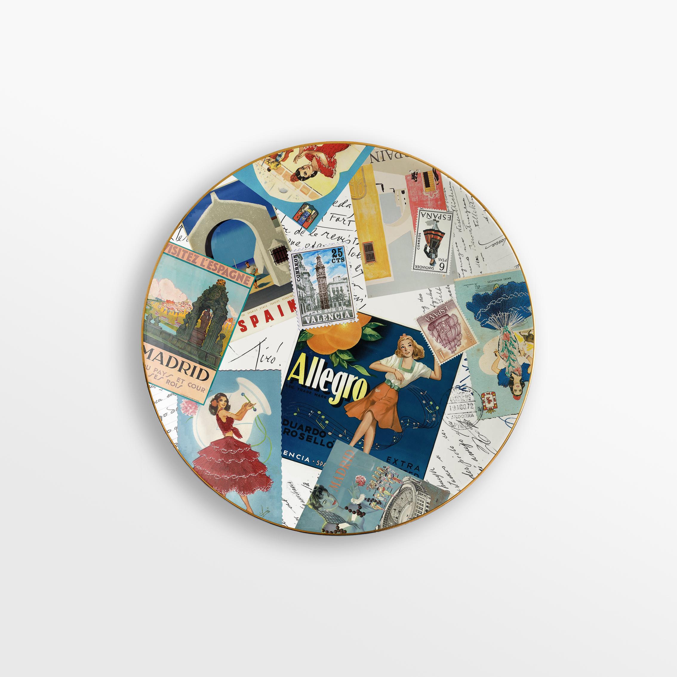 XXIe siècle et contemporain Corrispondenze, six assiettes à dessert en porcelaine décorée contemporaine en vente