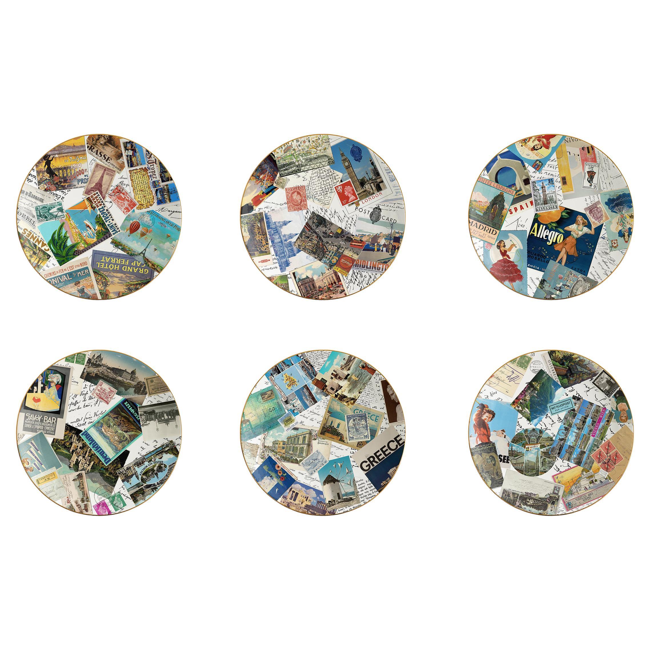 Corrispondenze, Six Contemporary Decorated Porcelain Dessert Plates