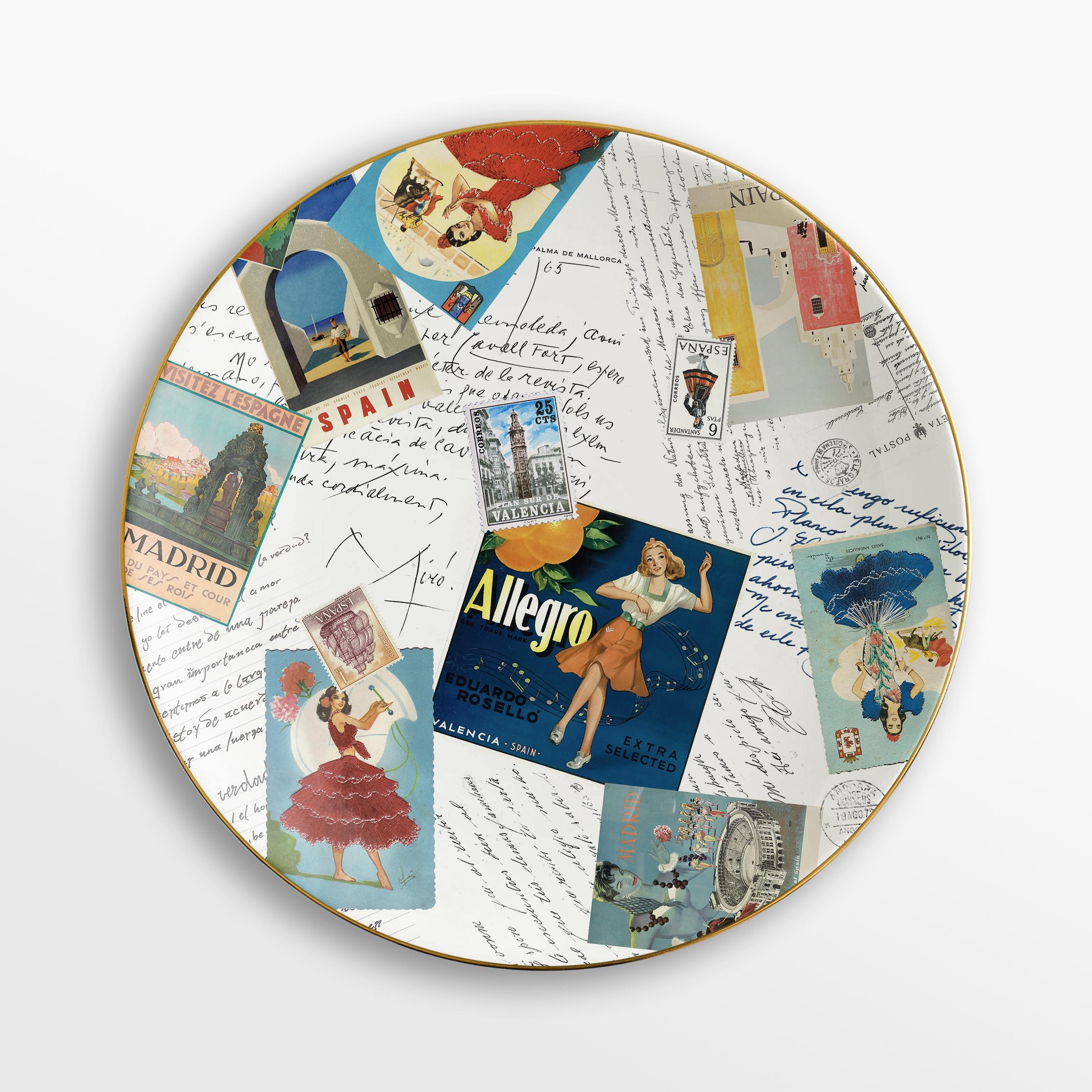 Italian Corrispondenze, Six Contemporary Decorated Porcelain Dinner Plates For Sale
